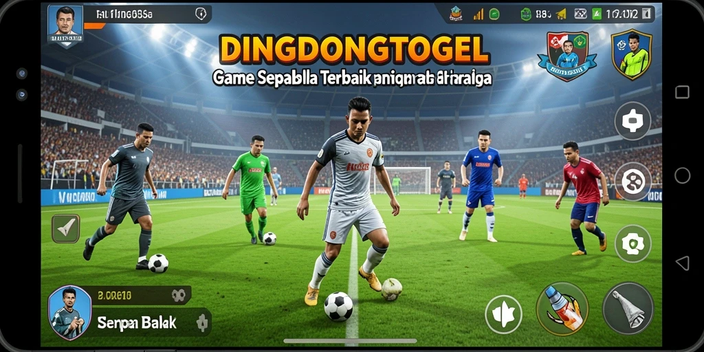 Tampilan gameplay DINGDONGTOGEL dengan aksi sepak bola seru.
