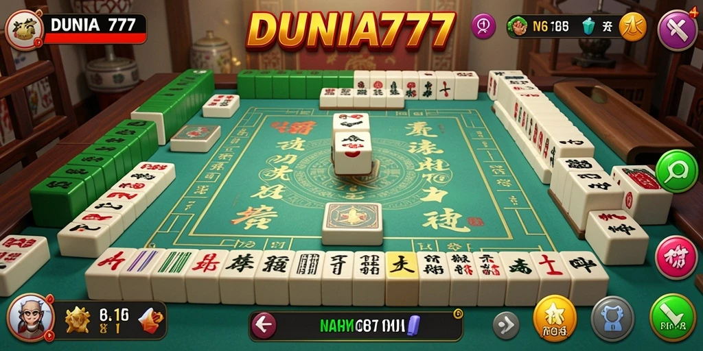 Screenshot gameplay DUNIA777 dengan tampilan papan Mahjong yang menarik.