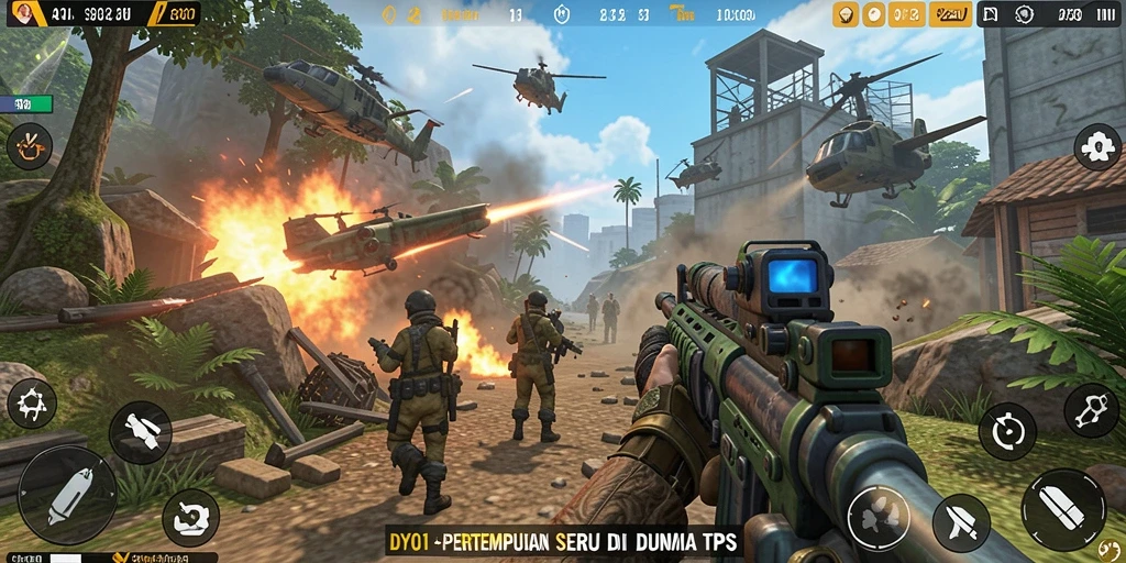 Screenshot gameplay DYO1 menampilkan aksi pertempuran yang intens.