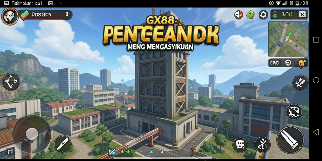 Tampilan gameplay GX88 yang menampilkan aksi pertahanan menara yang seru.