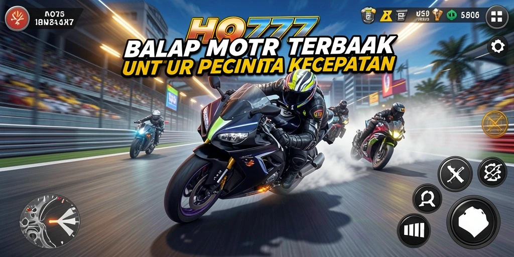 Screenshot menampilkan aksi balap motor di lintasan yang menegangkan.