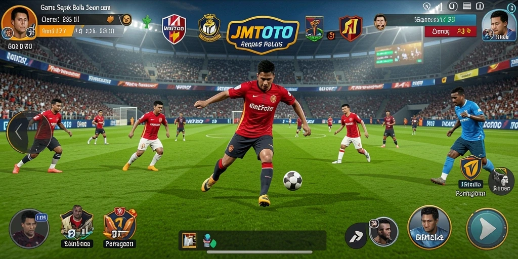 Tampilan gameplay menarik dari JMTOTO yang menampilkan aksi sepak bola.