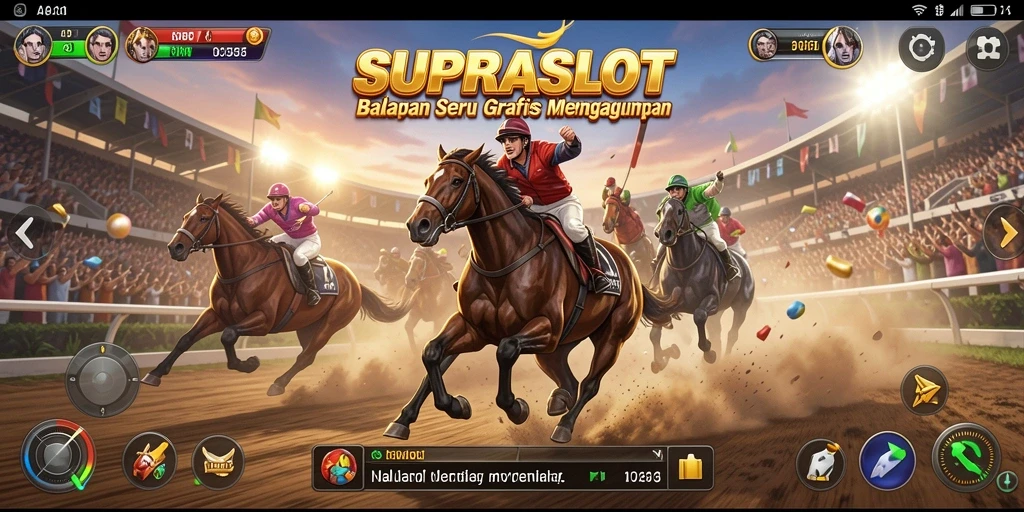Tampilan screenshot gameplay yang menegangkan di lintasan balap.